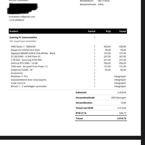 Gaming PC Ryzen 7 9800X3D with RTX 5080 like new