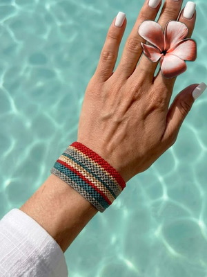 Macrame bracelet wide 4 cm, new, colorful, water resistant