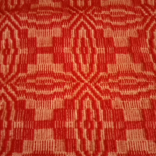 Handwoven wool blanket used, single, red, 2.18m x 1.56m