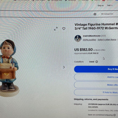 Hummel Goebel Vintage Postman Porcelain Figurine new