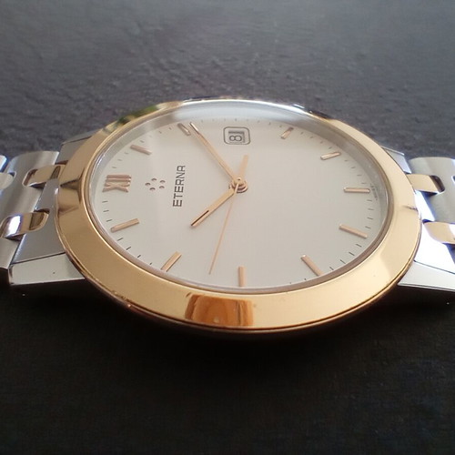 Eterna 3100 men's watch like new, steel and 18k gold plated