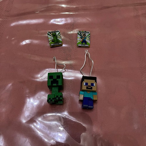 Minecraft Steve & Creeper collectible hanging figures set, like new