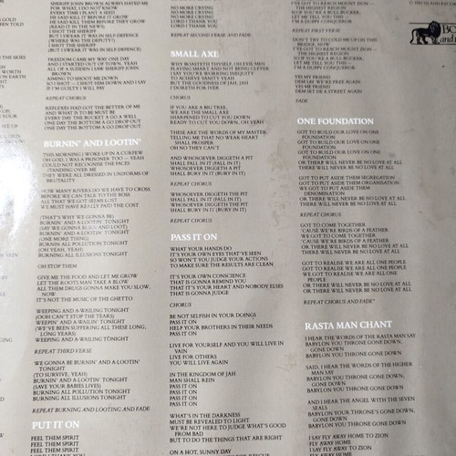 Bob Marley & The Wailers Burnin' vinyl used, reggae