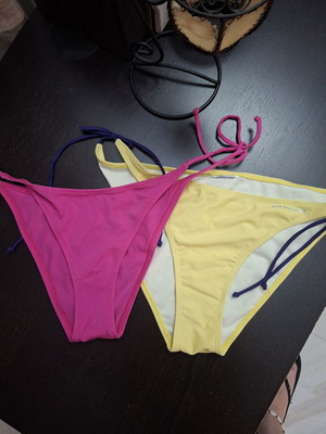 Swimsuit bottoms set of 2 pink and yellow large, new
