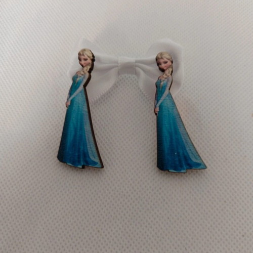 Elsa Frozen Wooden Earrings new, blue, stainless steel clasp