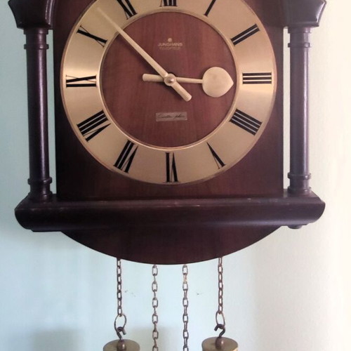 Vintage Junghans Quartz Wooden Wall Clock used