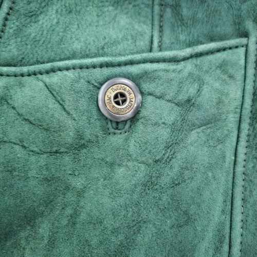 Vintage Shearling Jacket emerald like new, genuine leather and fur XXL
