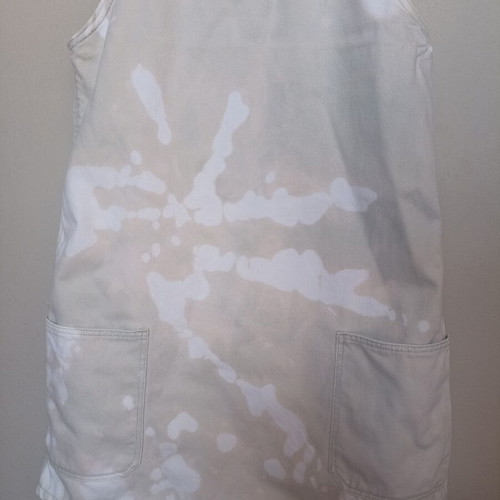 Bershka cotton denim pinafore mini dress, tie dye, mint and white