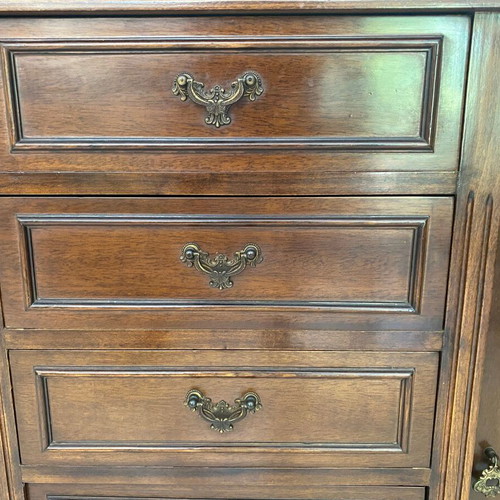 Vintage solid wood buffet with matching mirror