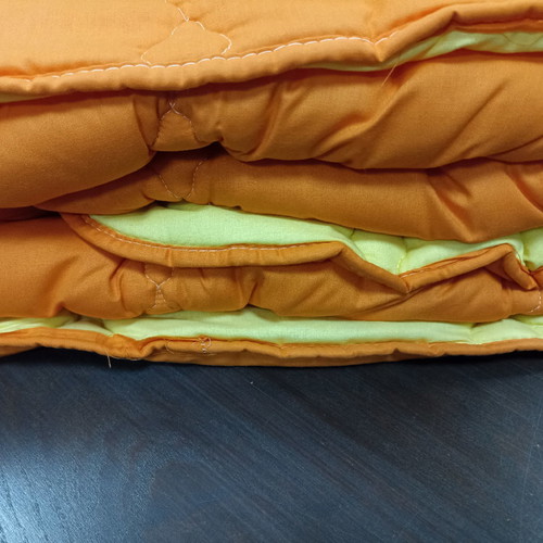 Double quilt new, reversible cotton fabric orange and yellow