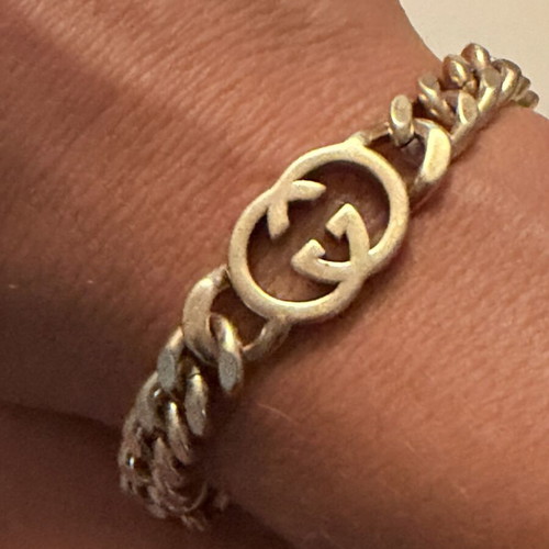 Gucci Vintage Interlocking GG Chain Bracelet Gold Tone Adjustable