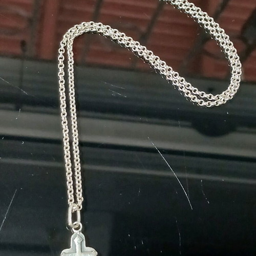 Silver cross with chain used, 925 chain, 950 cross