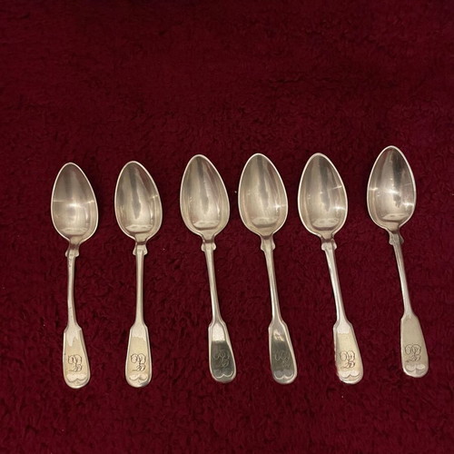 J.FRAGET VARSOVIE Vintage cutlery set used 19th century with 11 knives, 11 forks, 6 spoons