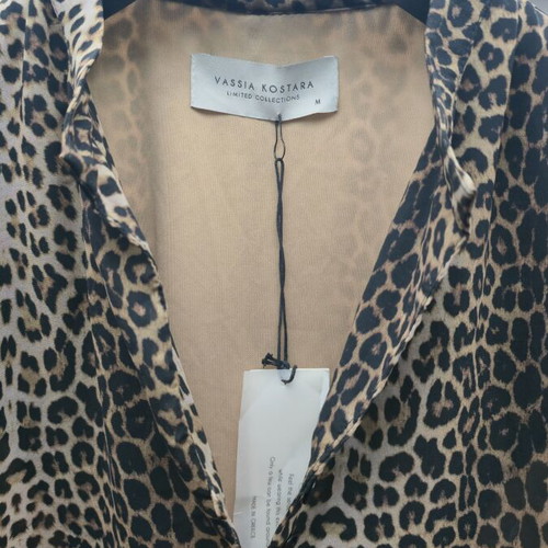 Vassia Kostara long semi-transparent dress with leopard print like new, size M
