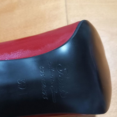 Sante leather peep-toe pumps red size 39 new, 11cm heel
