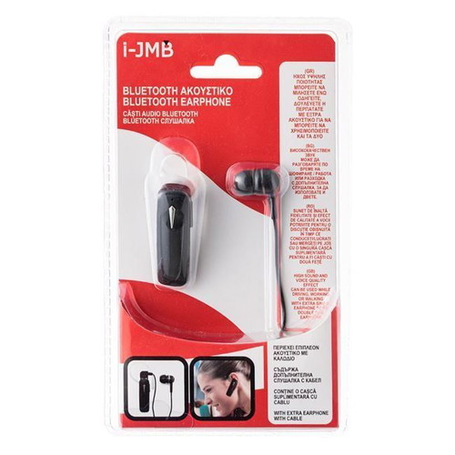 Handsfree Bluetooth headset and wired earphone black i-JMB new