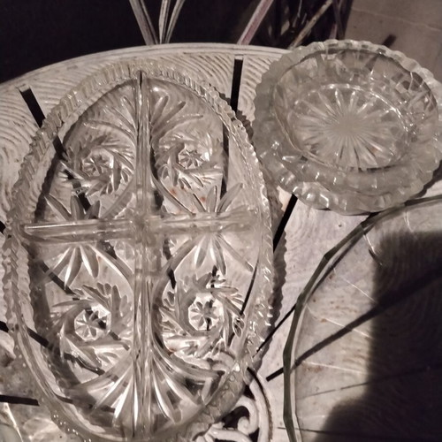 Vintage glass serving set of 7 pieces with authentic French Pyrex used