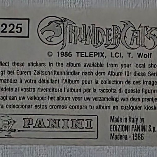 1986 Panini Thundercats Sticker #225