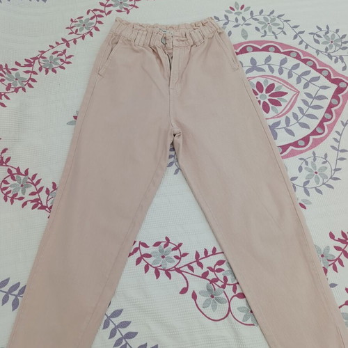 Stradivarius high-waisted pants with elastic mom fit, soft pink, like new