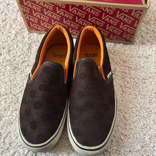 Vans slip on brown suede polka dot shoes used, size 40.5