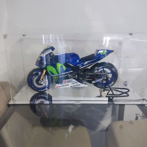 Valentino Rossi Motorcycle Model with Illuminated Display Case and Magazines