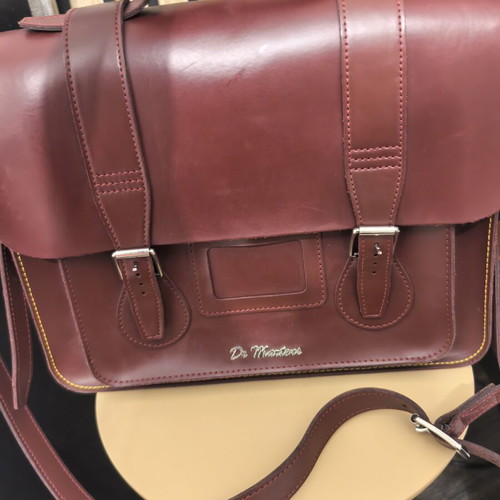 Dr. Martens leather laptop and school bag, burgundy