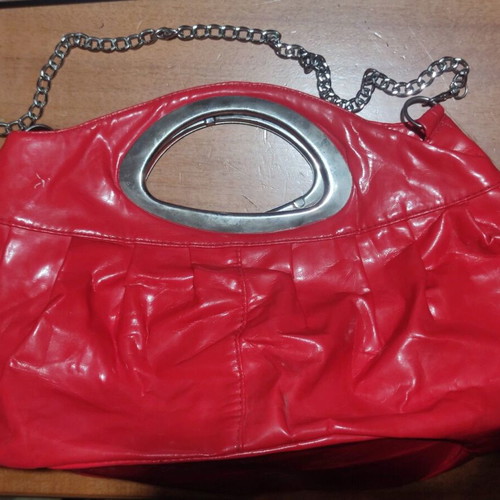 Red handbag made of leatherette, like new