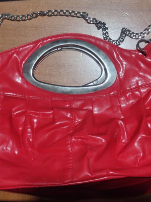 Red handbag made of leatherette, like new