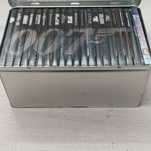 James Bond DVD metal case new, collectible anniversary set, 21 movies