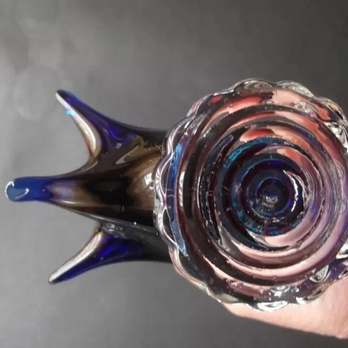 Blue Glass Swan Paperweight used, Murano Art Italy