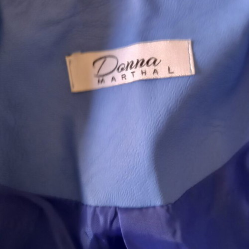 Blue leather fitted jacket like new, size L