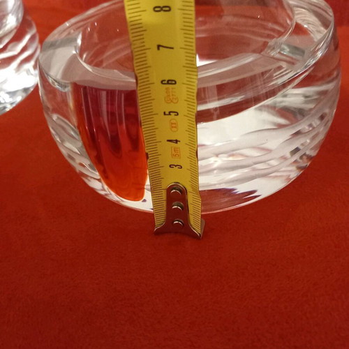 Set of 2 vintage Krosno crystal ashtrays like new