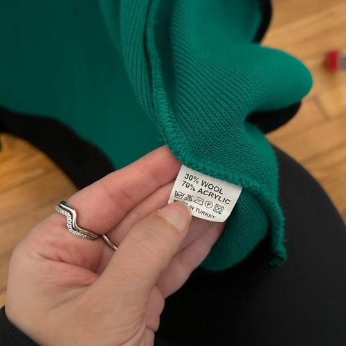 Long green cardigan like new, 30% wool