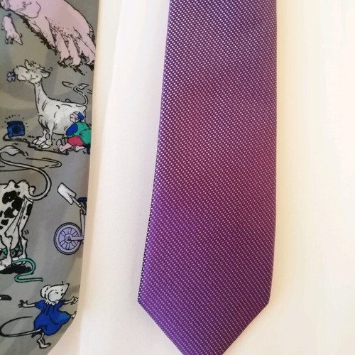Unisex ties like new, colorful and purple, set of 2