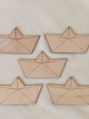 Ξύλινα καραβάκια laser-cut σετ 5 τεμαχίων για χειροτεχνίες και γούρια