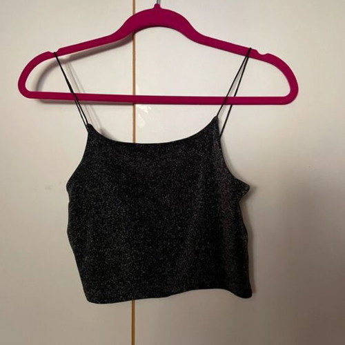 Stradivarius t-shirt new, black and silver, sizes S and M