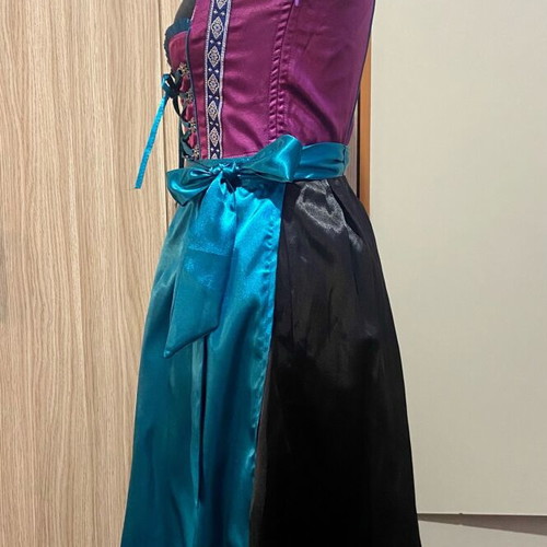 Bavarian traditional satin dress new, purple and turquoise