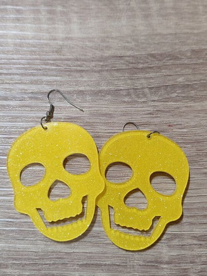 Dangling earrings new with glitter, yellow