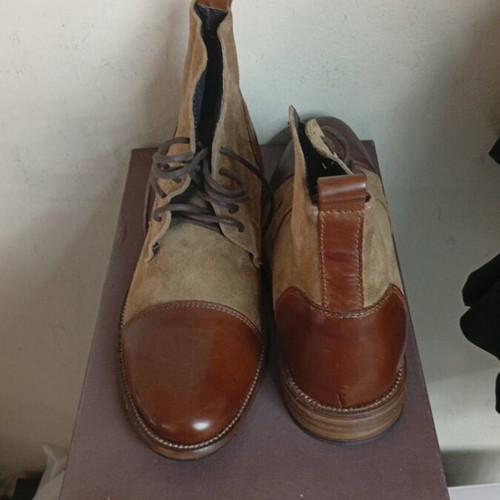 Herman Sons leather ankle boots new, size 40, beige and brown