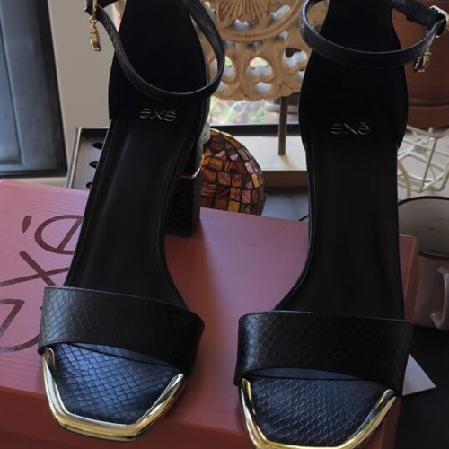 Exe Rakel-842 women's leather sandals like new, black, high heel