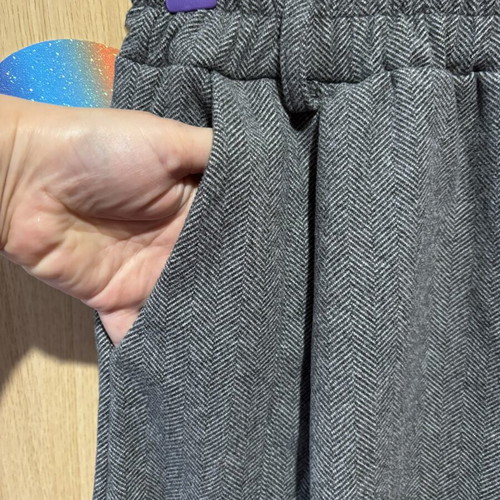 Winter gray herringbone pants with elastic and pockets like new, XXL