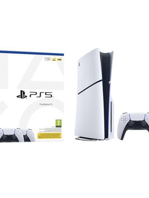 PlayStation 5 slim Disc 1TB with 2 controllers, headset and Battlefield 6 like new