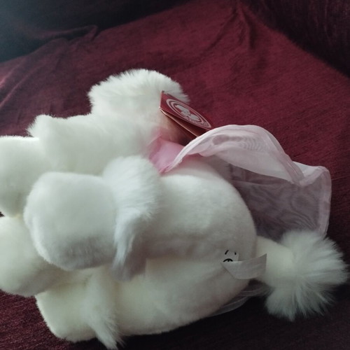 Anee Park Poodle Plush Dog White with Pink Dress like new
