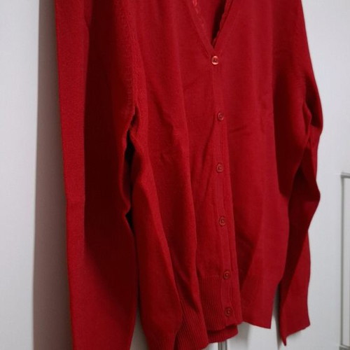 Betty Barclay red cardigan like new UK16 with lace detail