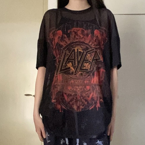 Bershka Slayer mesh oversized T-shirt, XS