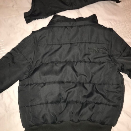 EBND Denim kids puffer jacket with hood used, black, size 140