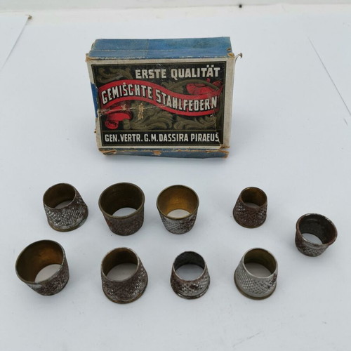 Metal thimbles used, pack of 9 pieces from 1970 era