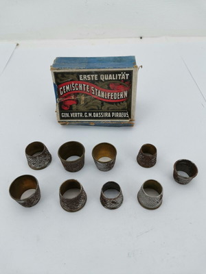 Metal thimbles used, pack of 9 pieces from 1970 era