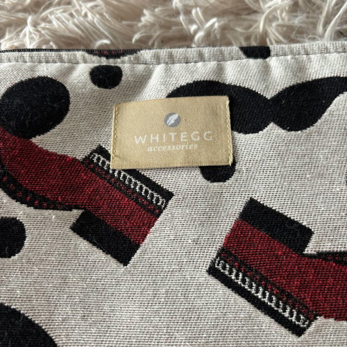Handbag new, beige and red wristlet