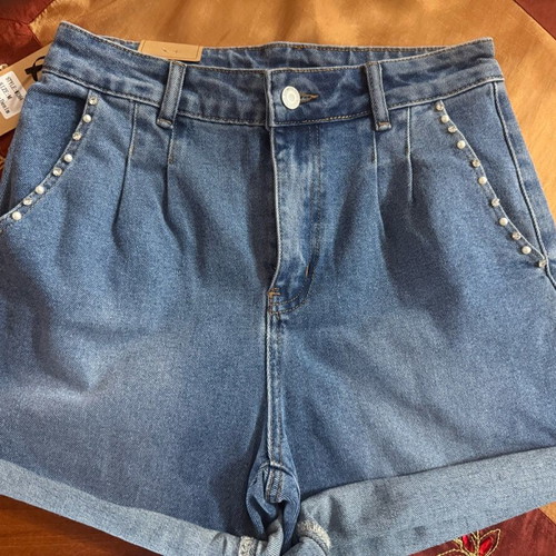 Denim shorts with strass and pearls new in XS, S, M, XL